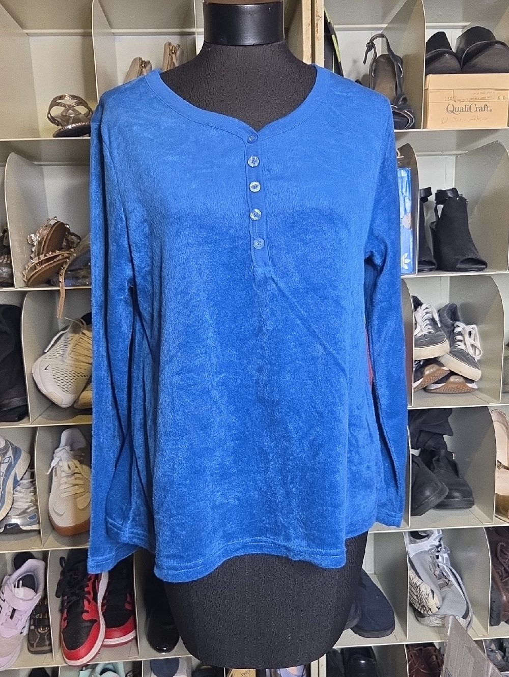 Just Love Royal Blue Long-Sleeve Henley Top Fleece